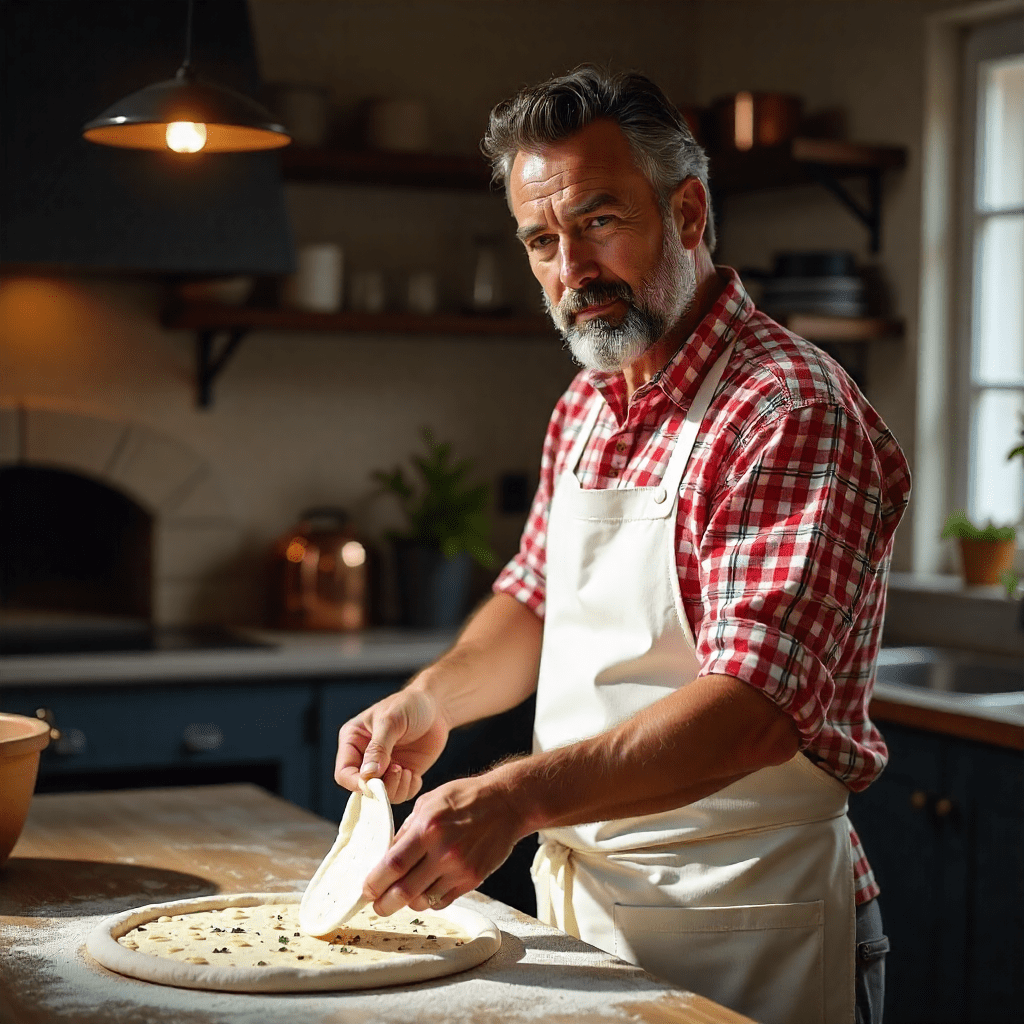 Picture of a man making pizza